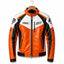 Men's Lambskin Leather Racing Jacket – Orange White Moto Biker Jacket