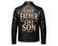 Men's Genuine Sheep Leather Jacket – "Like Father Like Son" DTF Print Biker Jacket, Father's Day Gift, Classic Collar Zip-Up – XXS to 5XL