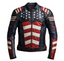 Captain America Inspired Leather Jacket | American Flag Biker Jacket | Patriotic Red White Blue Motorcycle Jacket for Men