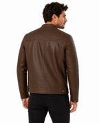 Men's Genuine Sheep Leather Jacket – Distressed Brown Moto Jacket