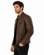 Men's Genuine Sheep Leather Jacket – Distressed Brown Moto Jacket