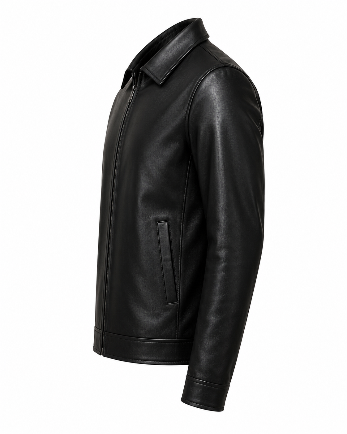 Men's Genuine Sheep Leather Jacket – "Like Father Like Son" DTF Print Biker Jacket, Father's Day Gift, Classic Collar Zip-Up – XXS to 5XL