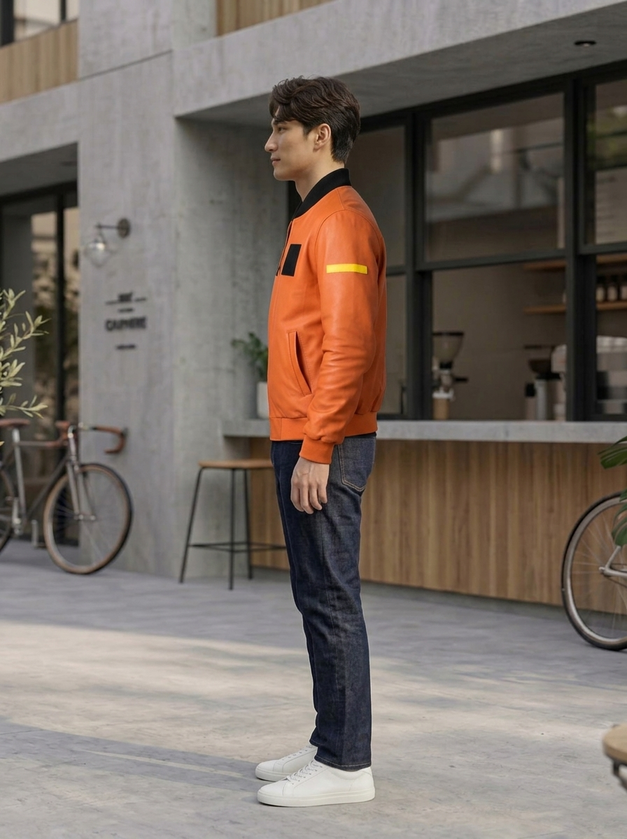 Shin Sakamoto Days Inspired Orange Bomber Jacket | Anime Streetwear