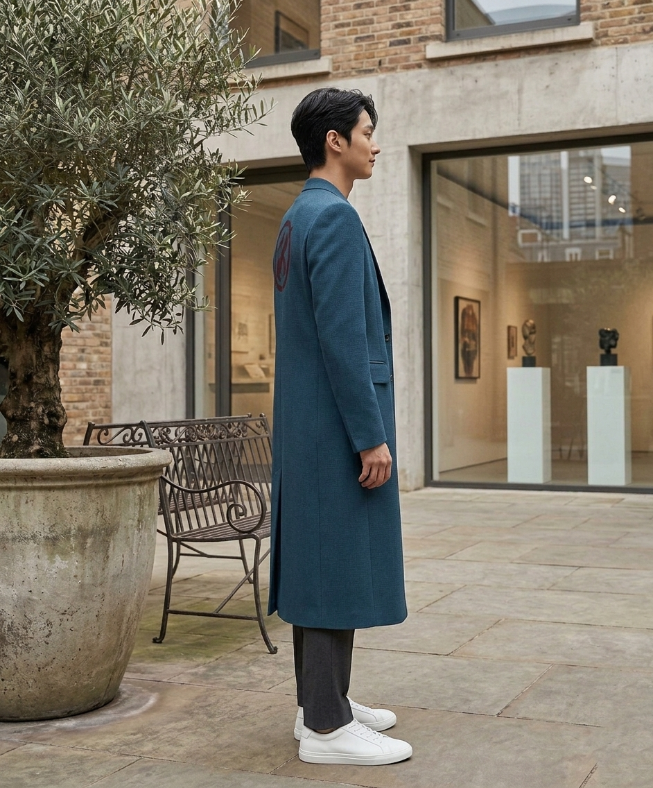 Kaldo Blue Wool Coat | Mashle Anime Cosplay Trench Overcoat