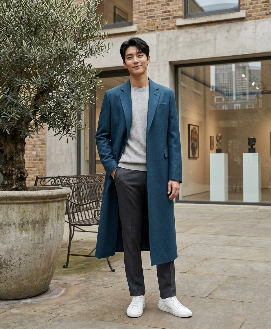 Kaldo Blue Wool Coat | Mashle Anime Cosplay Trench Overcoat