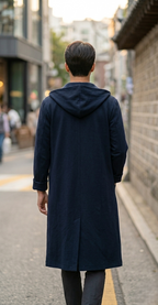 Sung Jin-Woo Wool Long Coat | Solo Leveling Hooded Anime Overcoat
