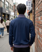 Sung Jin-Woo Navy Track Jacket | Solo Leveling Two-Stripe Cotton Jacket