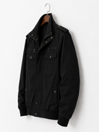 Men's Cotton Bomber Jacket – Black Military Style Field Jacket
