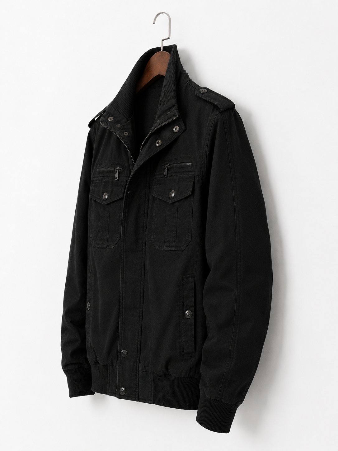 Men's Cotton Bomber Jacket – Black Military Style Field Jacket