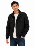 Men's Cotton Bomber Jacket – Black Military Style Field Jacket