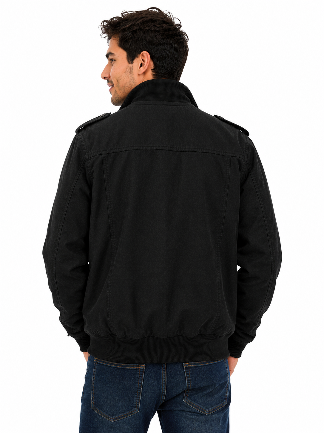 Men's Cotton Bomber Jacket – Black Military Style Field Jacket