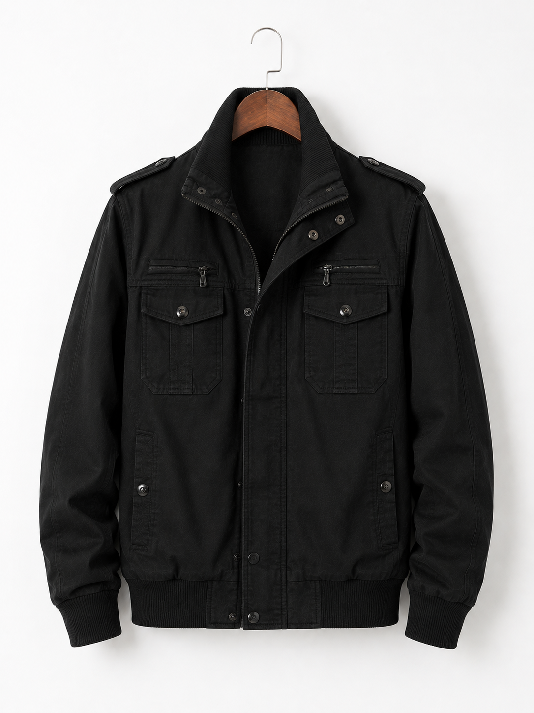 Men's Cotton Bomber Jacket – Black Military Style Field Jacket