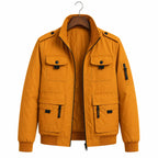 Men's Mustard Cotton Bomber Jacket – Quilted Military Field Jacket