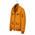 Men's Mustard Cotton Bomber Jacket – Quilted Military Field Jacket