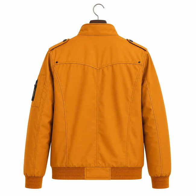 Men's Mustard Cotton Bomber Jacket – Quilted Military Field Jacket Main Image