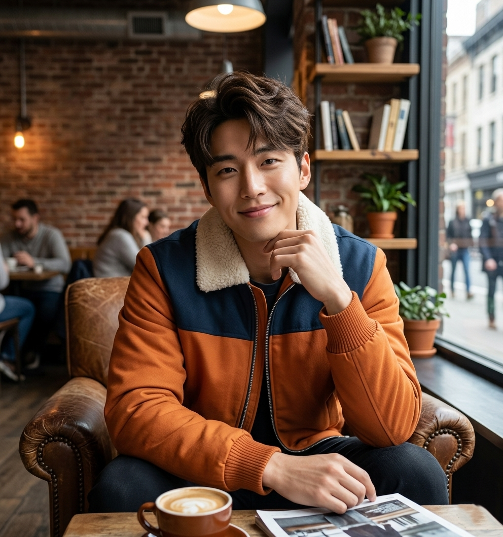 Man sitting in a cozy cafe with a cup of coffee and a newspaper

