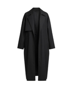 Shishiba Inspired Black Trench Coat: Anime Style Oversized Outerwear.