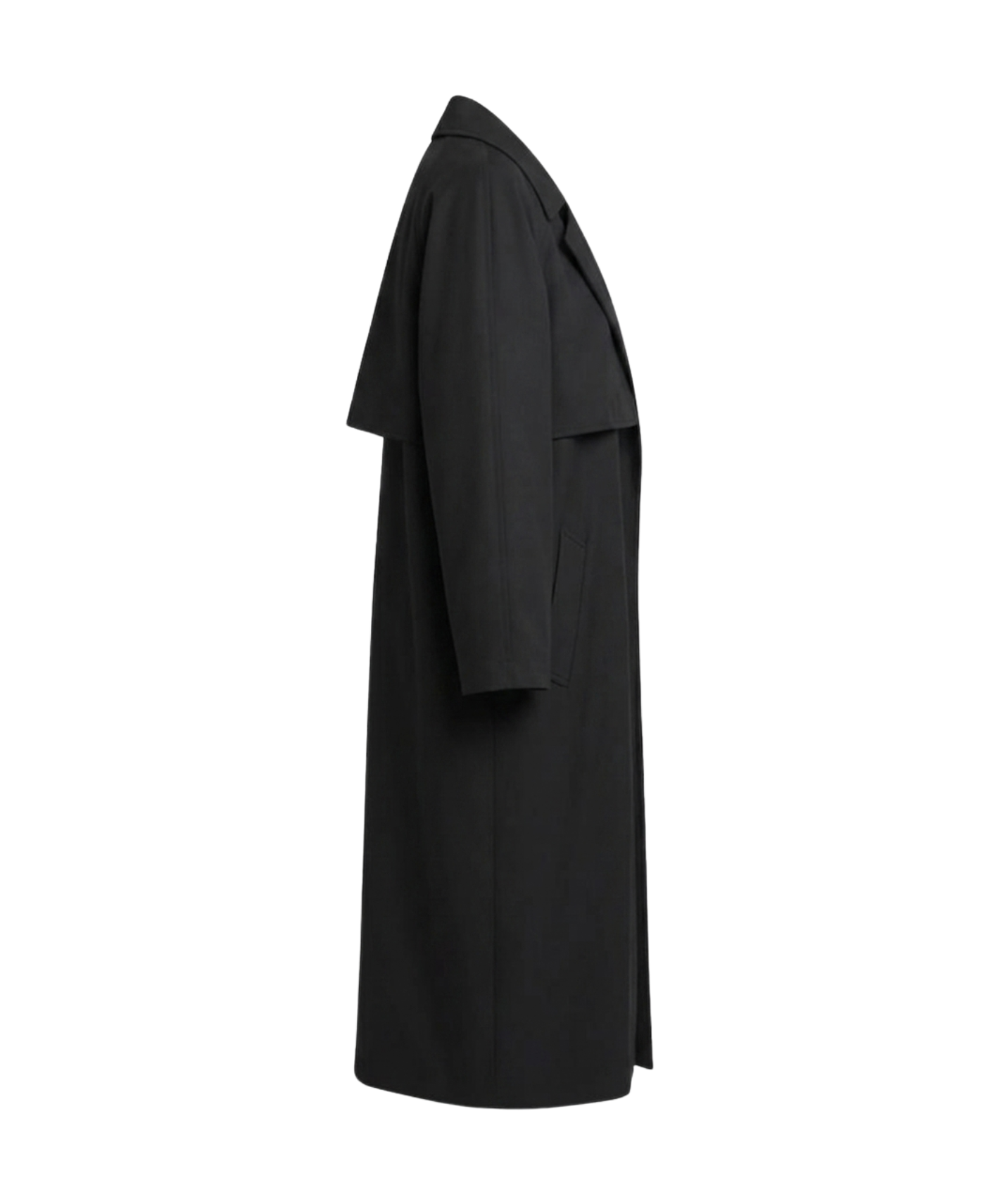 Shishiba Inspired Black Trench Coat: Anime Style Oversized Outerwear.