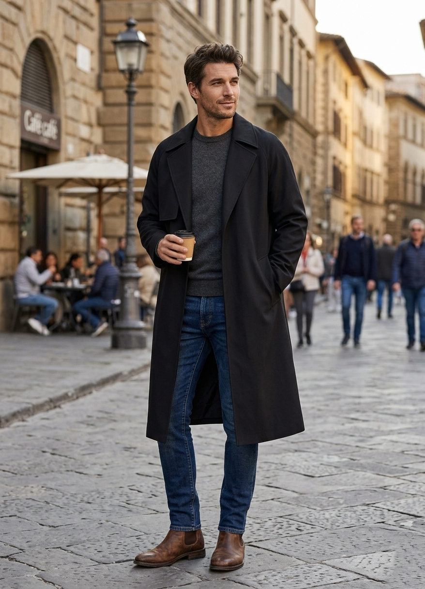 Shishiba Inspired Black Trench Coat: Anime Style Oversized Outerwear.