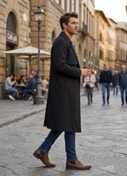 Shishiba Inspired Black Trench Coat: Anime Style Oversized Outerwear.