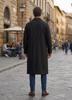 Shishiba Inspired Black Trench Coat: Anime Style Oversized Outerwear.
