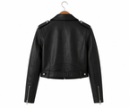 Women's Genuine Sheep Leather Moto Jacket – Cropped Black Biker Jacket