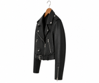 Women's Genuine Sheep Leather Moto Jacket – Cropped Black Biker Jacket
