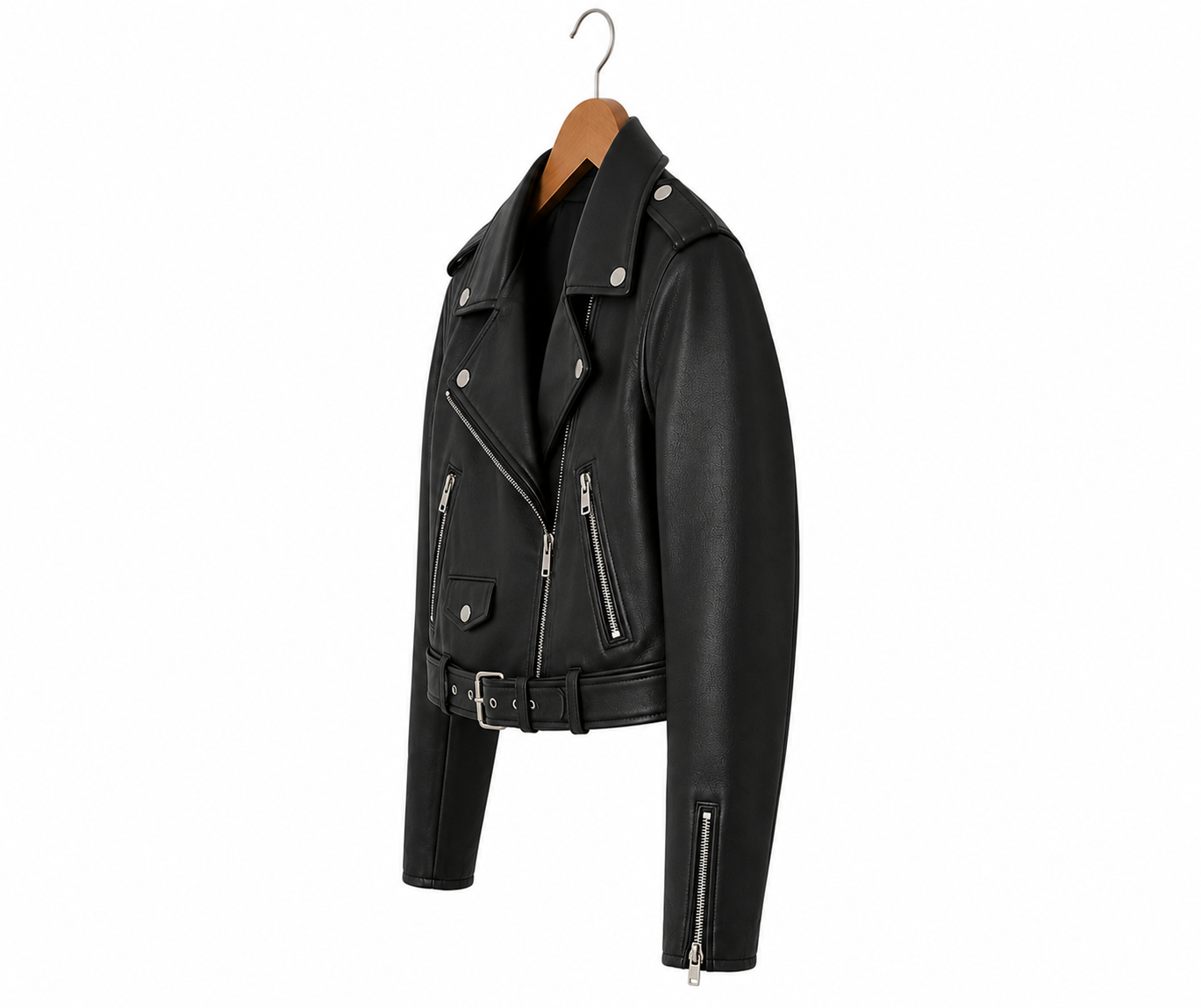Women's Genuine Sheep Leather Moto Jacket – Cropped Black Biker Jacket
