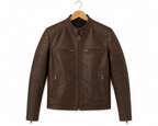 Men's Genuine Sheep Leather Jacket – Distressed Brown Moto Jacket