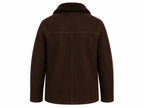 Men's Dark Brown Teddy Coat – Wool with Faux Fur Collar