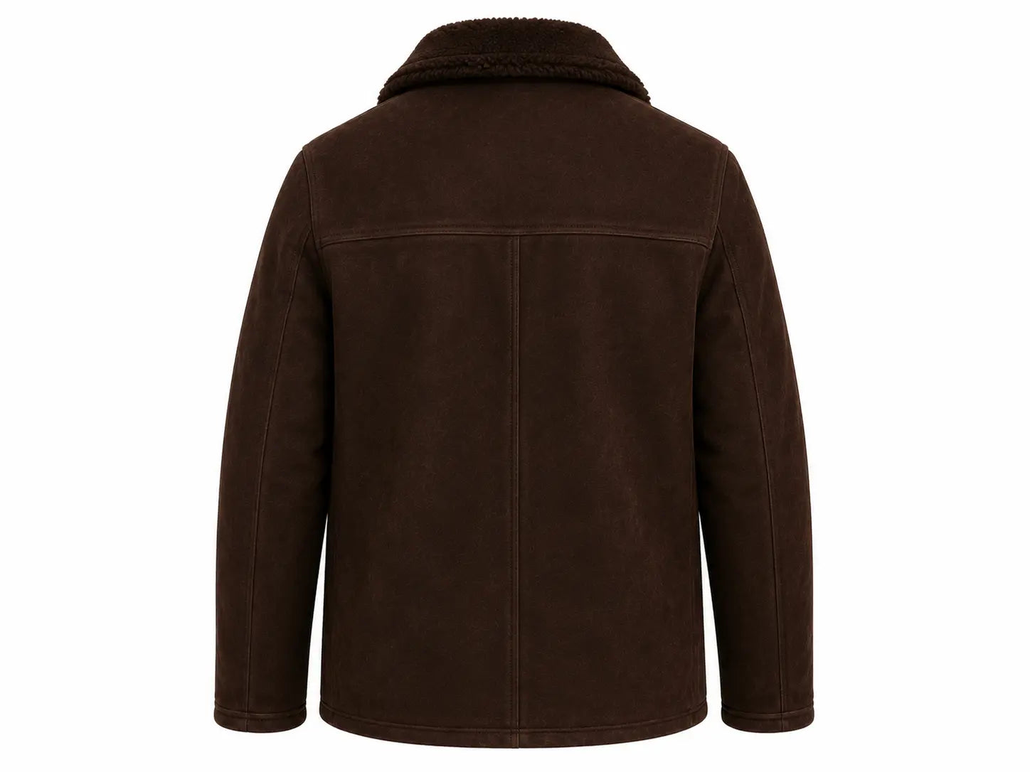 Men's Dark Brown Teddy Coat – Wool with Faux Fur Collar