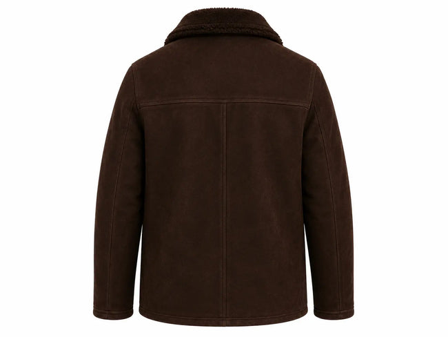 Men's Dark Brown Teddy Coat – Wool with Faux Fur Collar Main Image