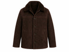 Men's Dark Brown Teddy Coat – Wool with Faux Fur Collar