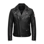 Demon Slayer Inspired Real Leather Jacket – Anime Motorcycle Style Biker Coat with Back Print – Handmade Cosplay & Streetwear Fashion.