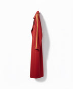 Mashle Anime Cosplay Trench Coat: Red Long Coat with Gold Sleeves.