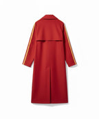 Mashle Anime Cosplay Trench Coat: Red Long Coat with Gold Sleeves.