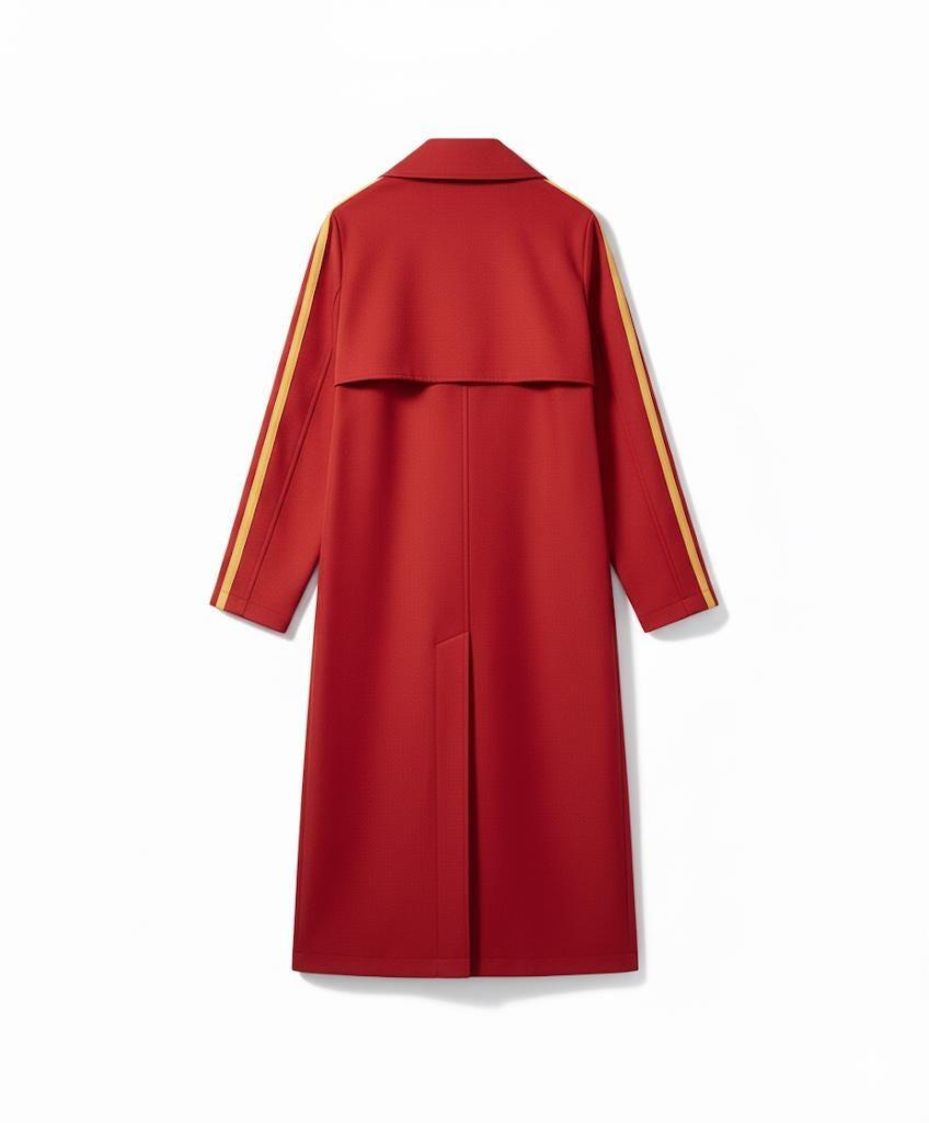 Mashle Anime Cosplay Trench Coat: Red Long Coat with Gold Sleeves.