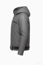 Solo Leveling Sung Jin-Woo Grey Leather Hooded Jacket - Anime Cosplay.