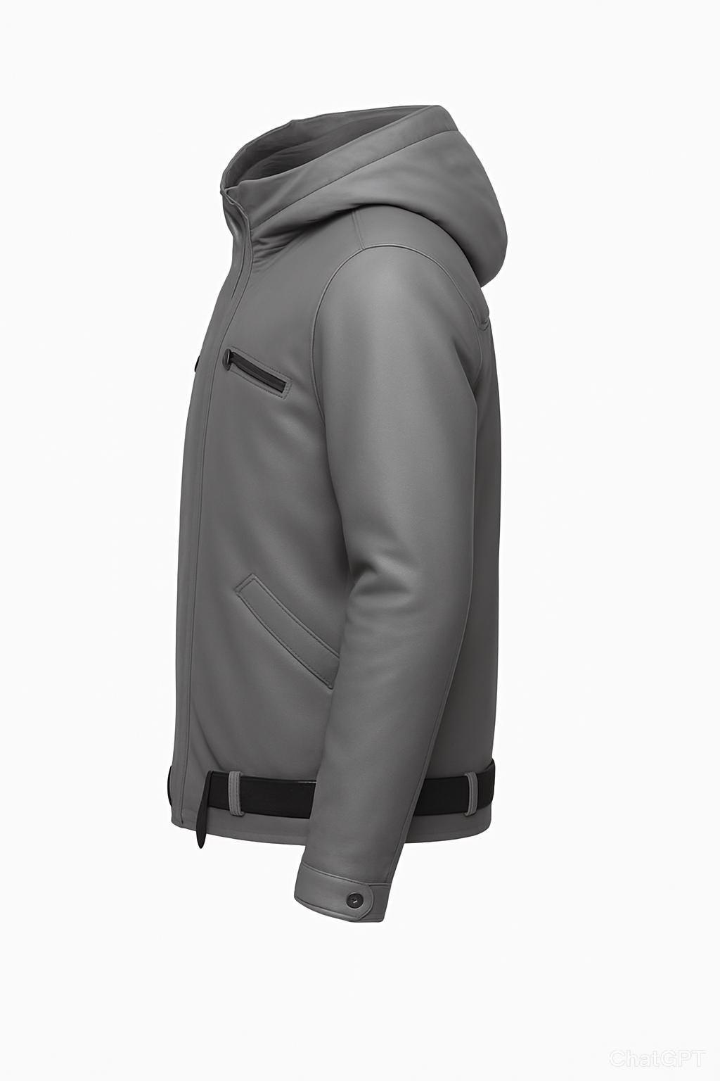 Solo Leveling Sung Jin-Woo Grey Leather Hooded Jacket - Anime Cosplay.
