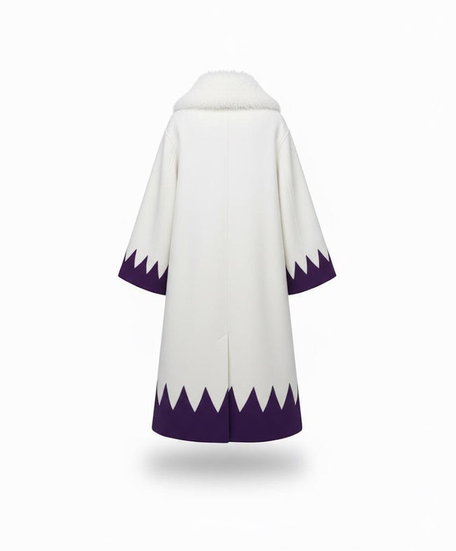 Lord Abel Mashle Coat – White & Purple Wool Fur Collar Cosplay Coat | Anime Inspired Long Unisex Overcoat Main Image