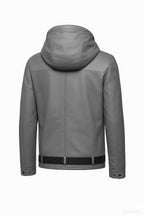 Solo Leveling Sung Jin-Woo Grey Leather Hooded Jacket - Anime Cosplay.