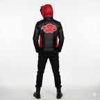 Akatsuki Itachi Sheepskin Leather Hoodie | Anime Cloud Print Jacket.