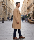 Nagumo Inspired Beige Overcoat | Handmade Wool Blend Trench Coat.