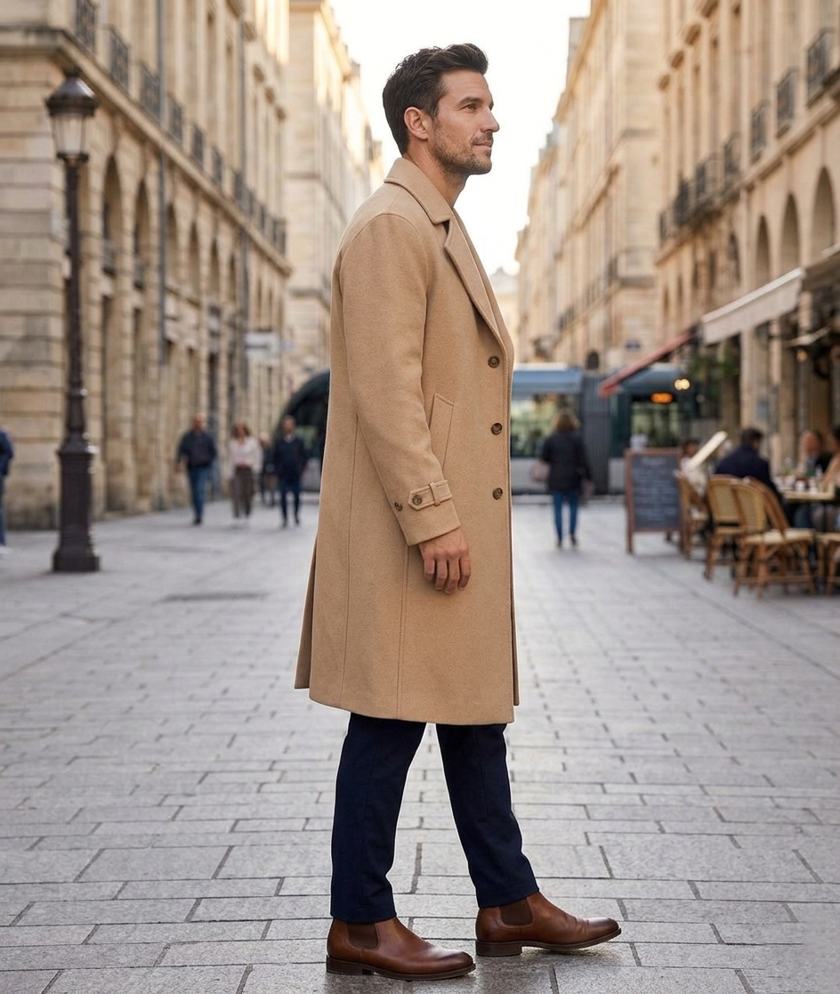 Nagumo Inspired Beige Overcoat | Handmade Wool Blend Trench Coat.