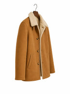 Men's Wool Shearling Coat – Tan Faux Fur Collar Jacket