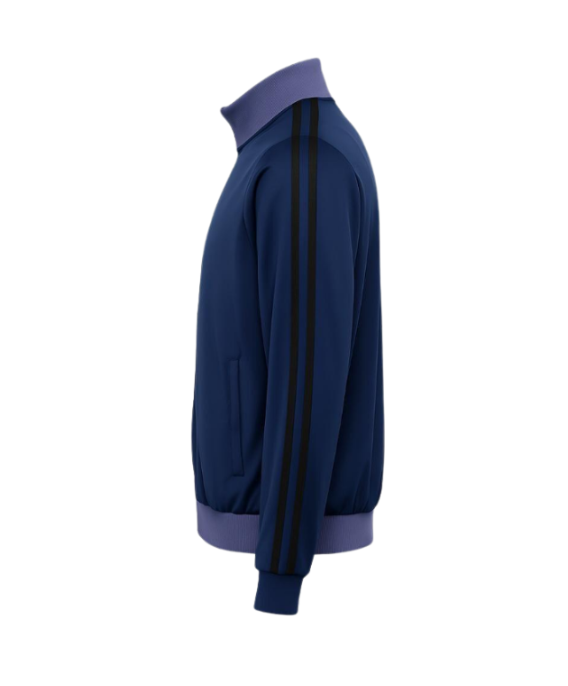 Sung Jin-Woo Navy Track Jacket | Solo Leveling Two-Stripe Cotton Jacket Main Image