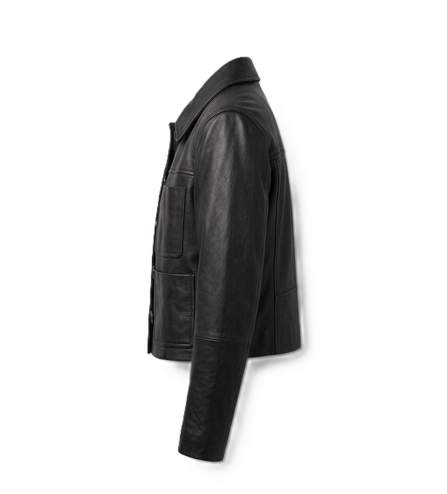 Wednesday Addams Leather Jacket – Cropped Black Sheepskin Cosplay Jacket | Gothic Halloween Outfit for Women Main Image