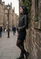 Wednesday Addams Inspired Cosplay Leather Jacket – Gothic Black Outfit.