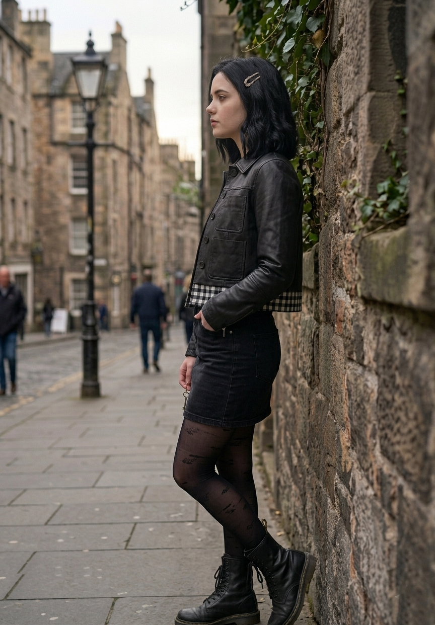 Wednesday Addams Inspired Cosplay Leather Jacket – Gothic Black Outfit.