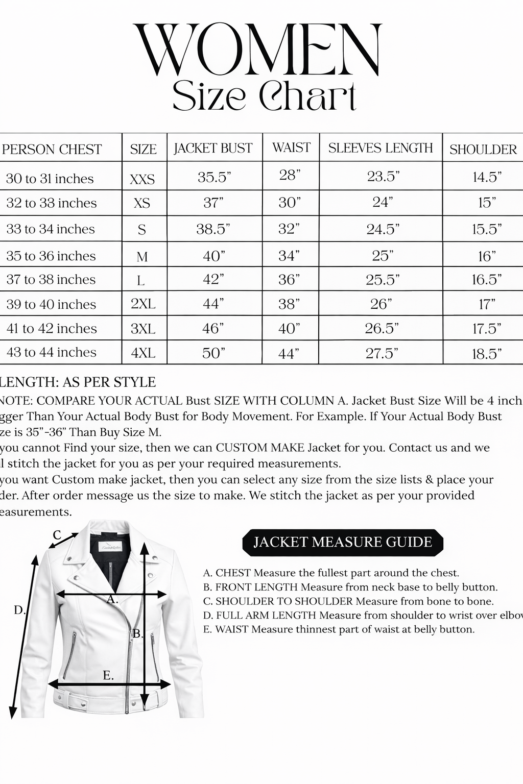 women size chart